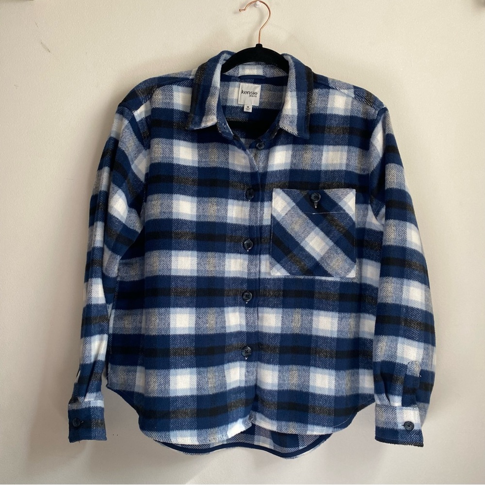 Cozy Oversized Black and Blue Flannel